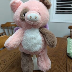 Adorable Pink Plush Pig with Wings